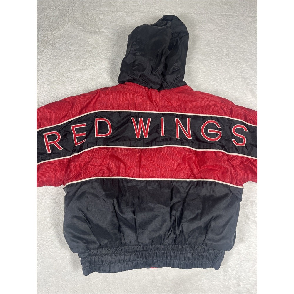 Vtg 90s Detroit Red Wings Jacket‎ NHL Hockey Reversible PRO PLAYER Coat Youth 4